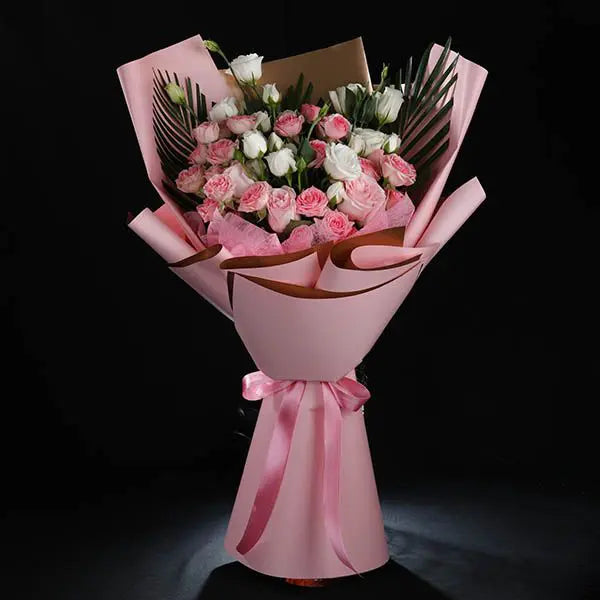 Ravishing Pink and White Spray Roses Bouquet Product Details: