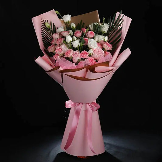 Ravishing Pink and White Spray Roses Bouquet Product Details: