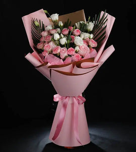 Ravishing Pink and White Spray Roses Bouquet Product Details:
